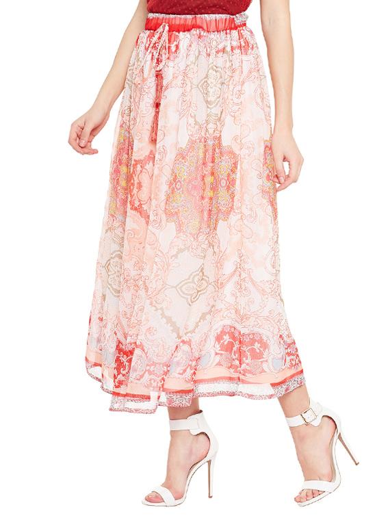red flared skirt - 14618940 - Standard Image - 1