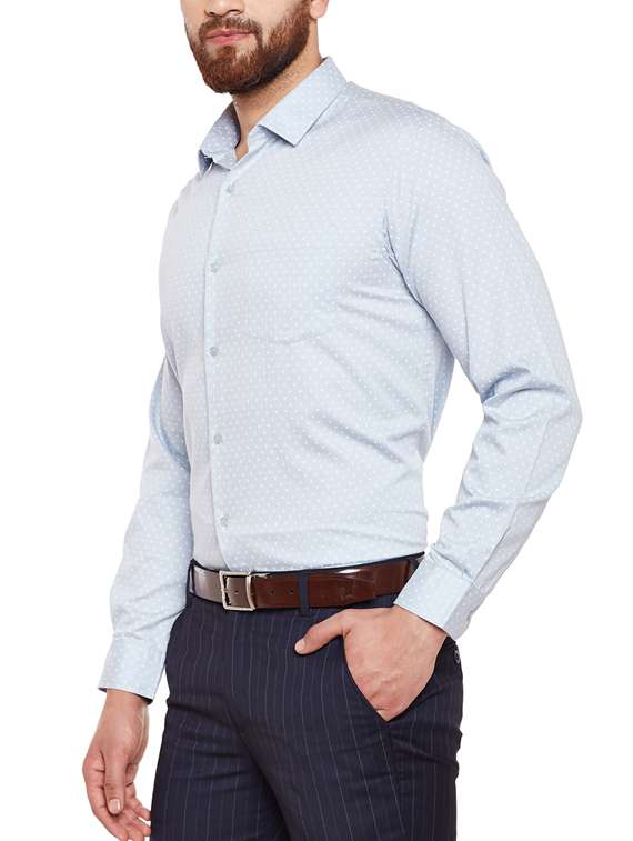 light blue solid formal shirt - 14619694 -  Standard Image - 1