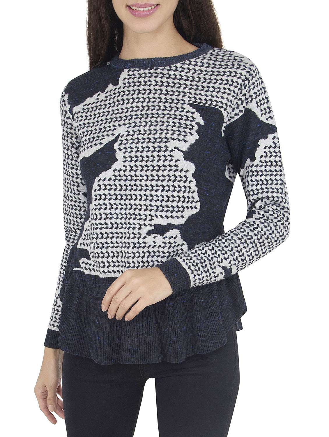 multicolored printed pullover