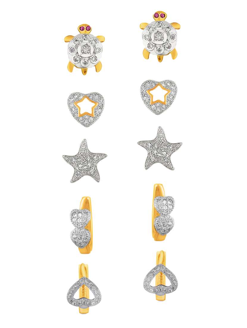 white brass studs (set of 5) earrings