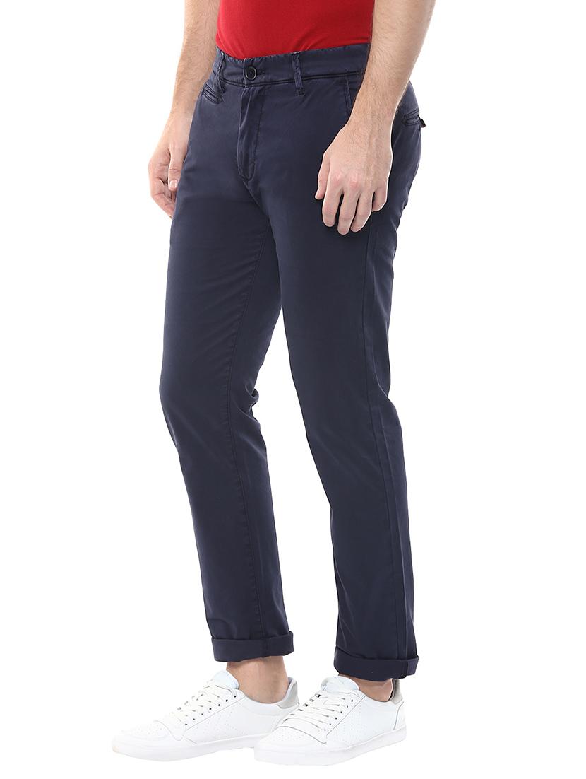 navy blue cotton chinos casual trousers - 14626099 -  Standard Image - 1