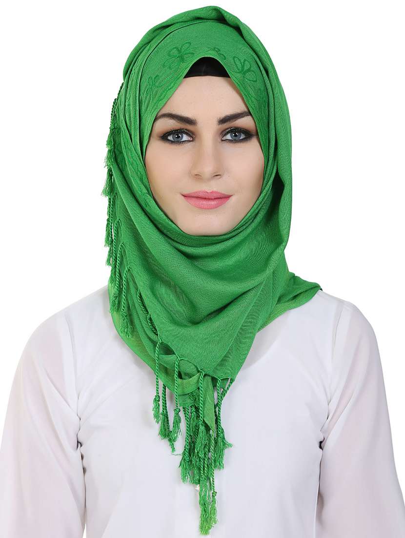 momin libas green viscose stole