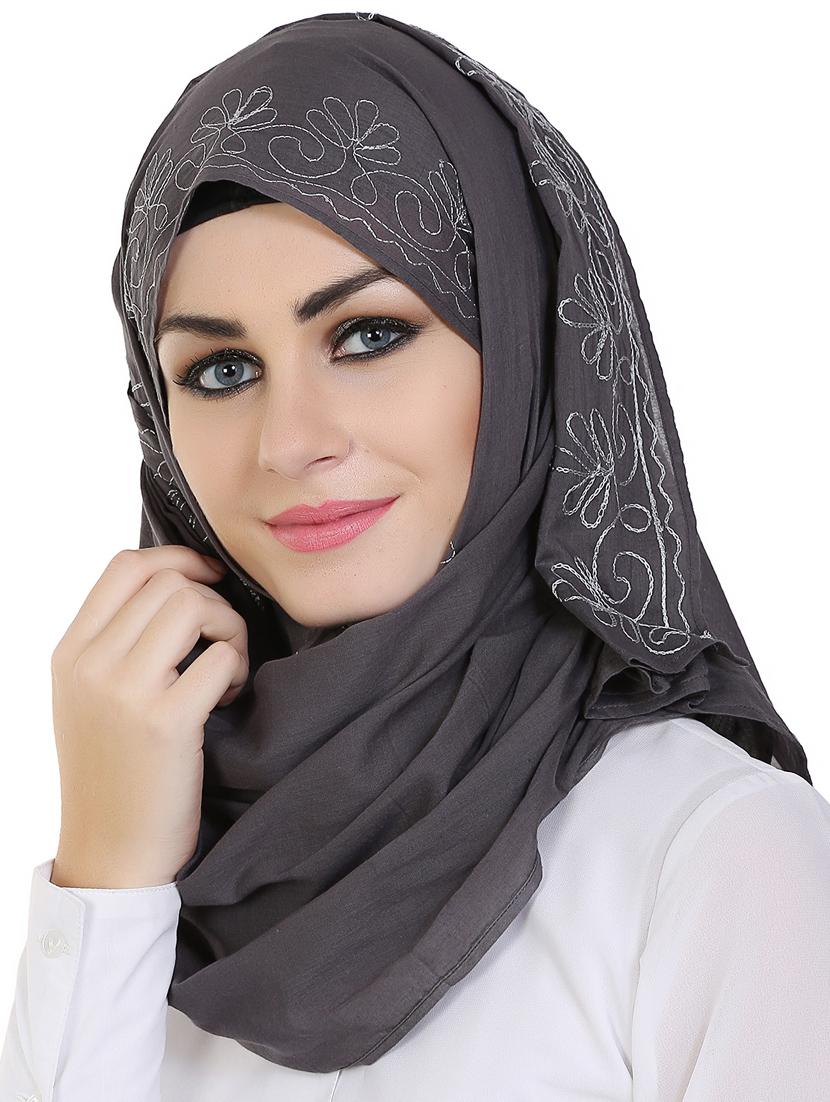 momin libas grey cotton stole - 14626519 - Standard Image - 1
