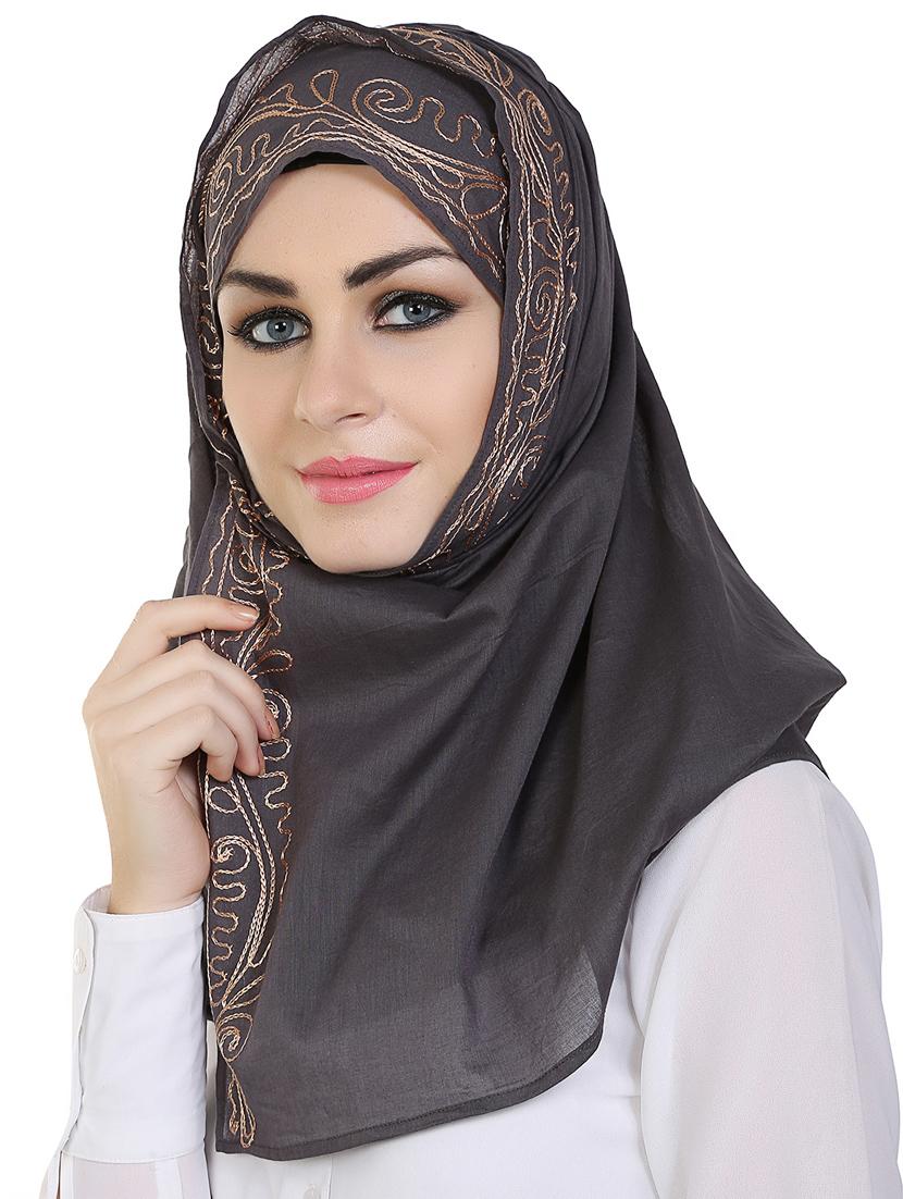momin libas grey cotton stole - 14626520 - Standard Image - 1
