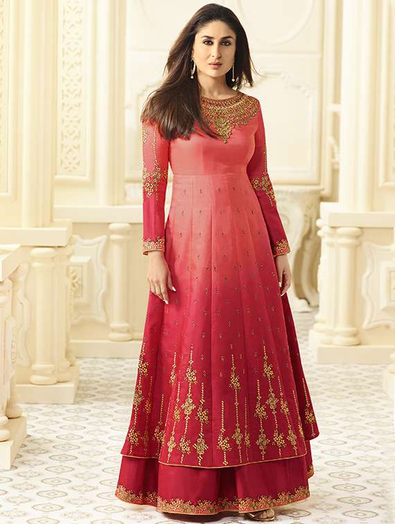 embroidered semi-stitched anarkali suit