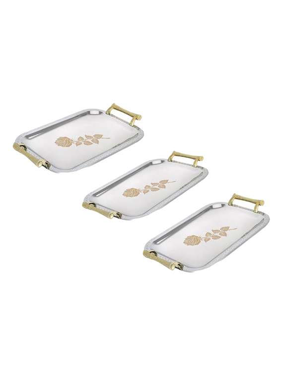 serving stainless steel tray set (pack of 3)
