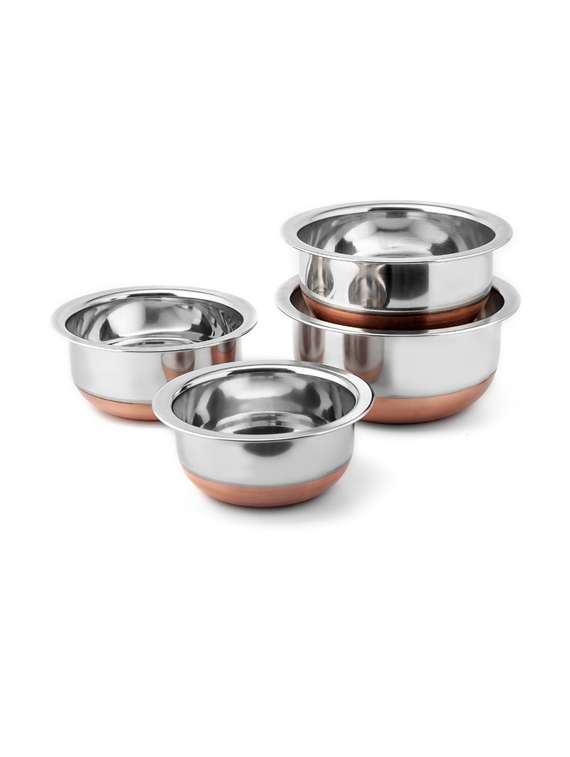 glossy copper stainless steel handi set of 4