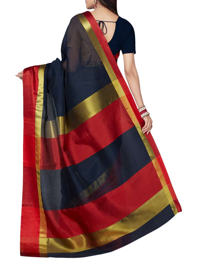 blue cotton blend maheshwari saree with blouse - 14637215 -  Standard Image - 1