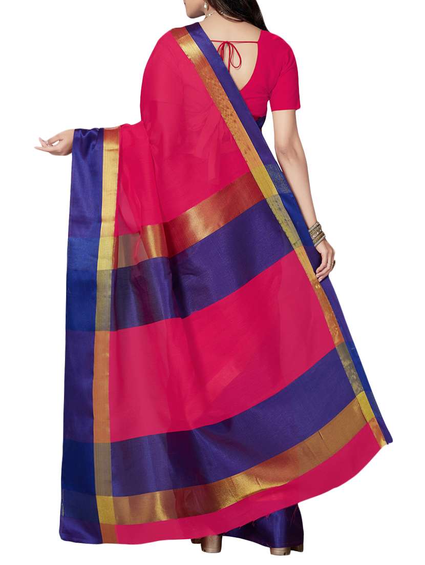 pink cotton blend maheshwari saree with blouse - 14637218 -  Standard Image - 1
