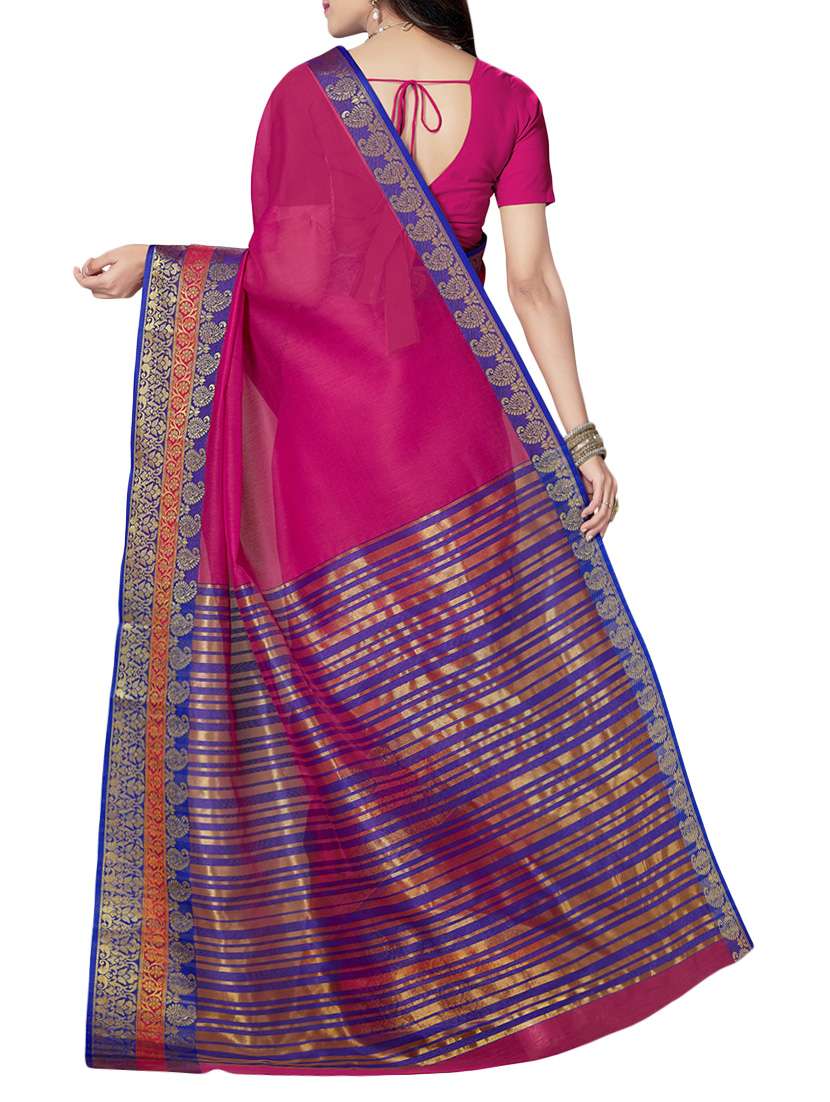 pink cotton blend maheshwari saree with blouse - 14637222 -  Standard Image - 1
