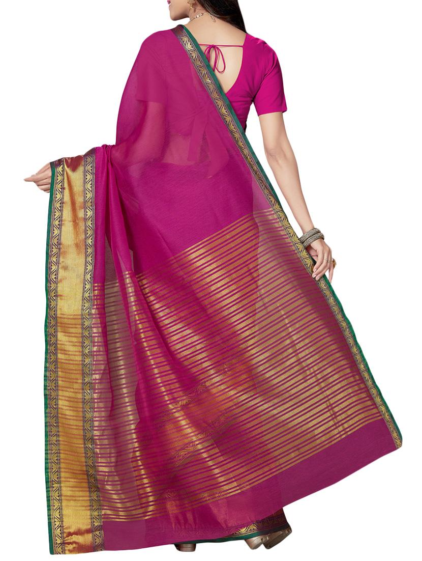 pink cotton blend maheshwari saree with blouse - 14637230 - Standard Image - 1