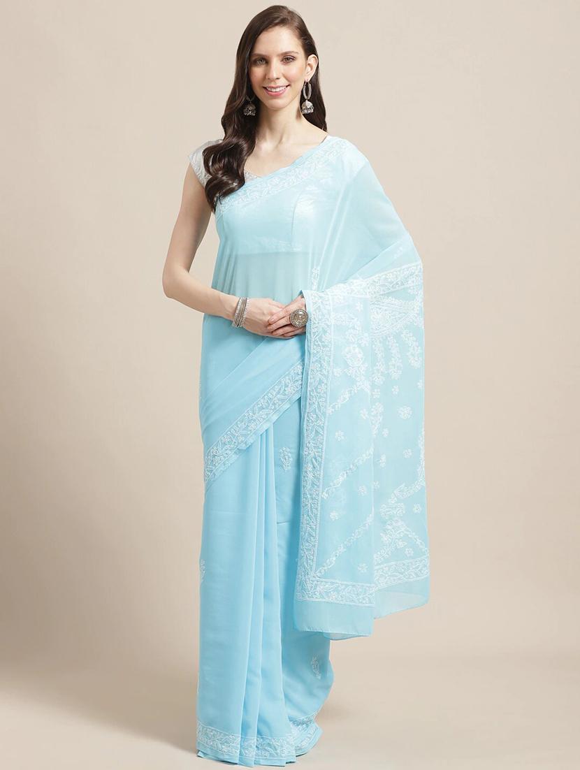 women's embroidered saree with blouse - 14637765 - Zoom Image - 0
