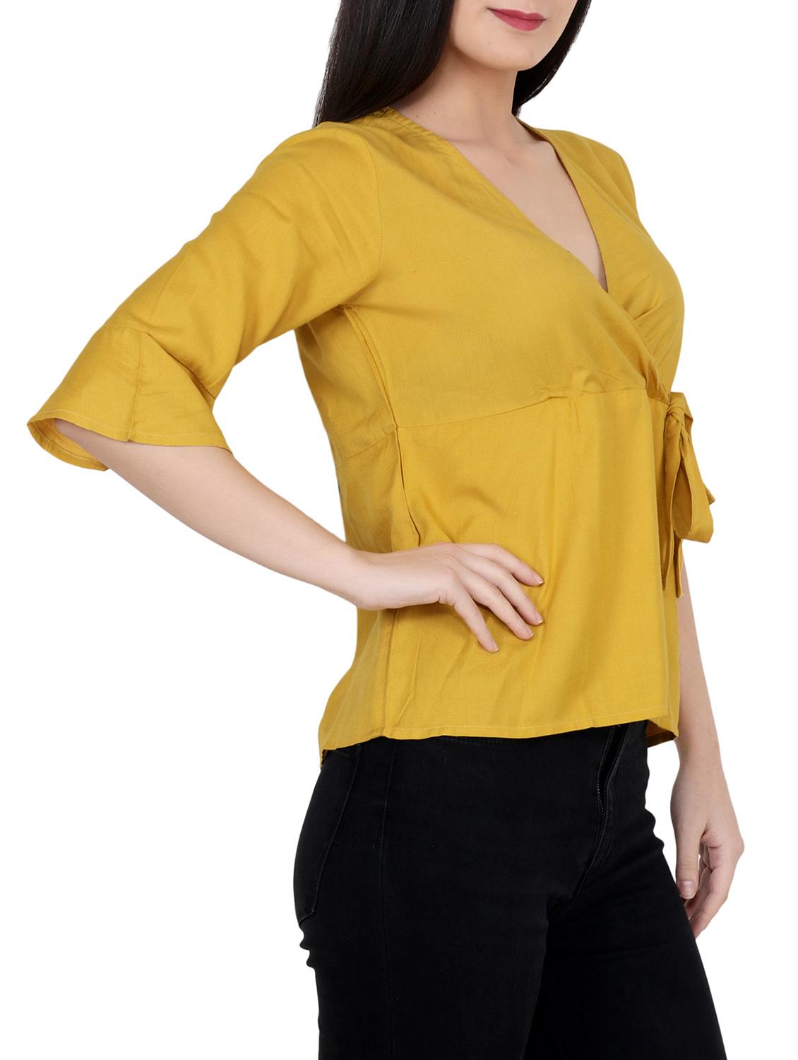 yellow solid wrap top - 14637807 - Standard Image - 1