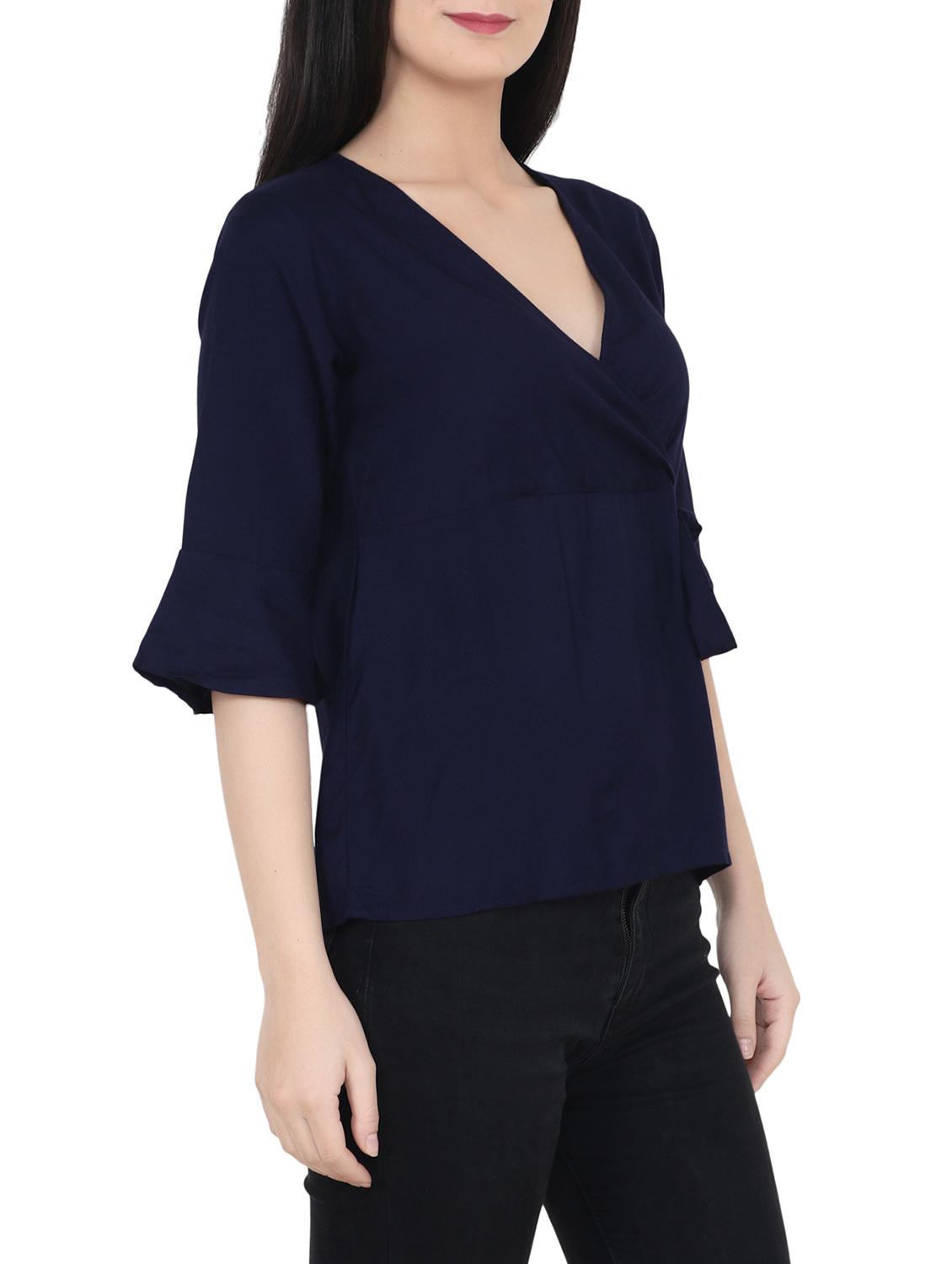 navy blue wrap top - 14637808 -  Standard Image - 1