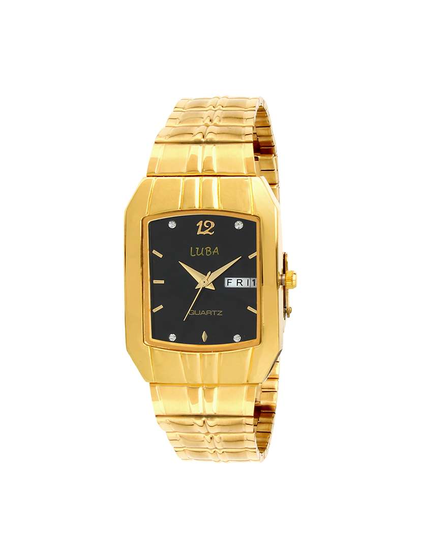 luba 4748 day and date black dial watch