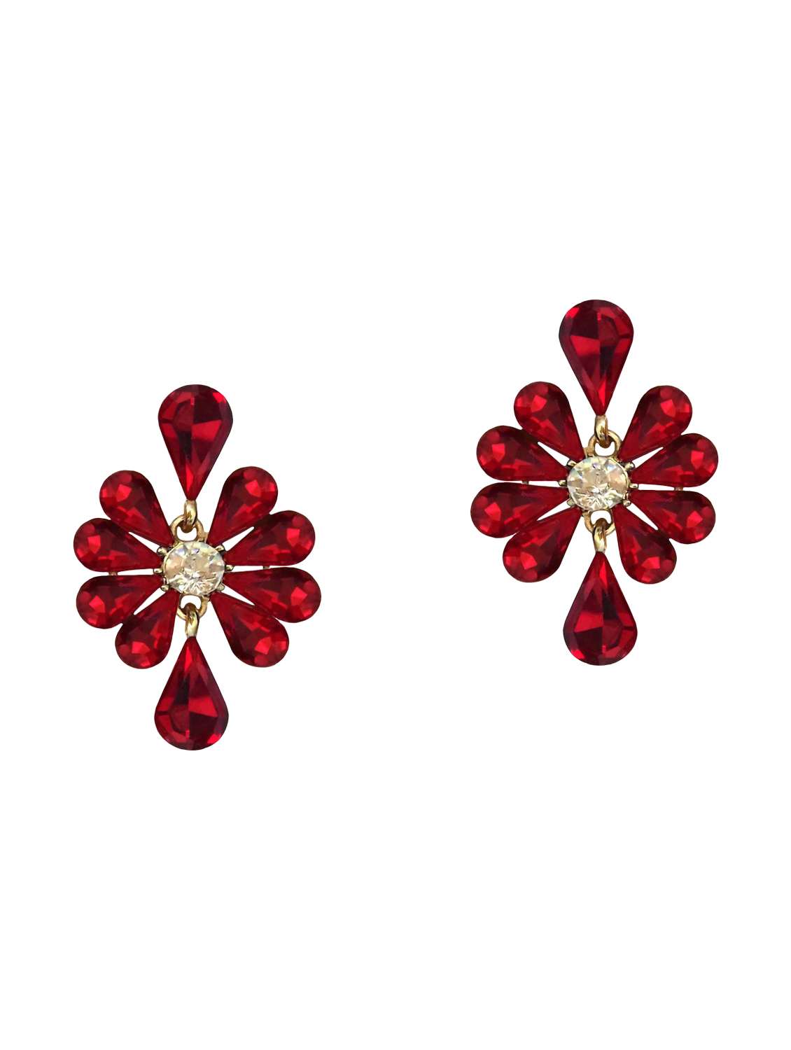 red metal studs earrings
