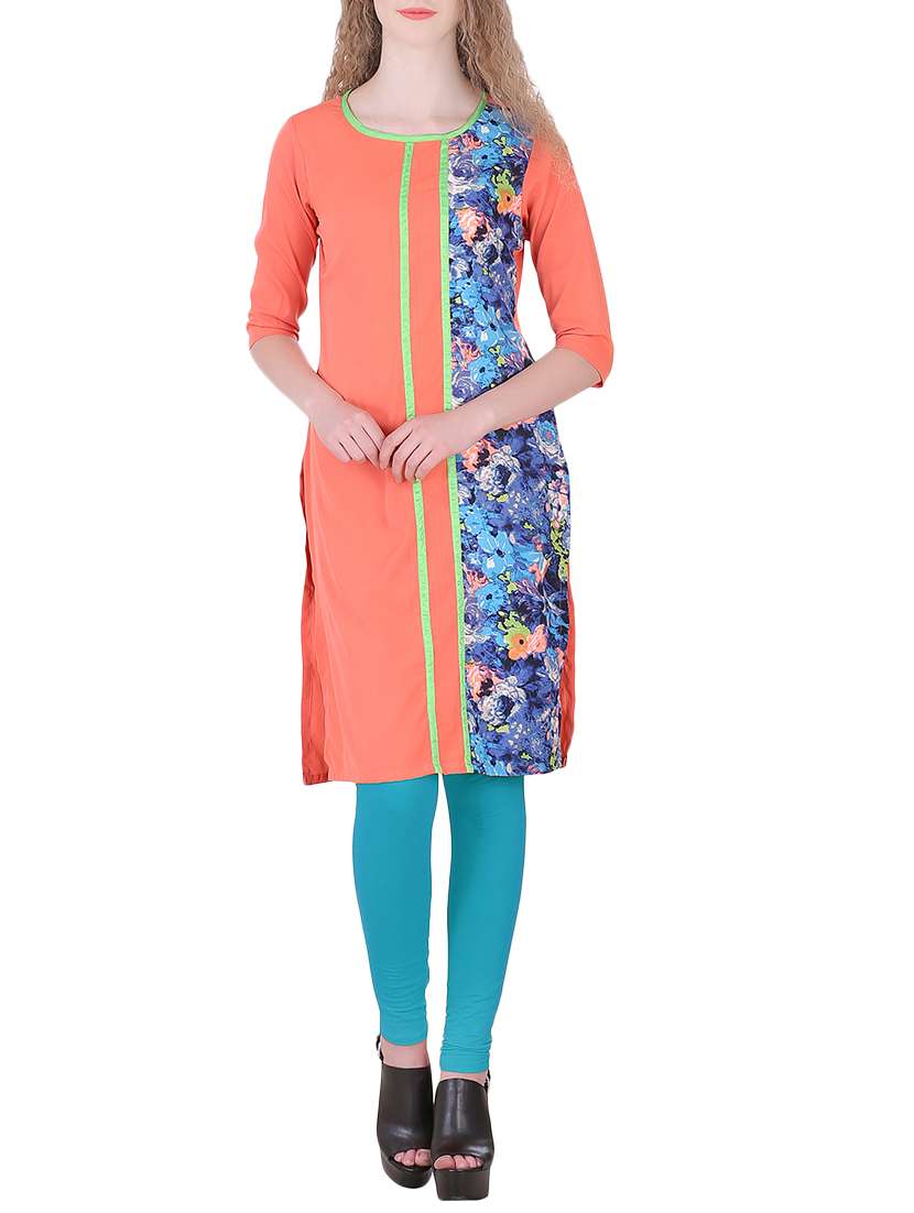 orange crepe straight kurta