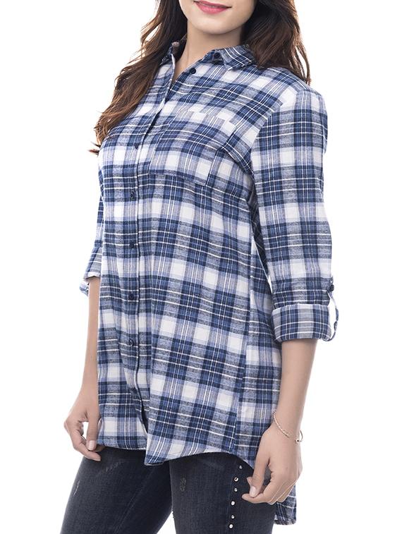 amadore blue high low tunic shirt - 14650495 - Standard Image - 1