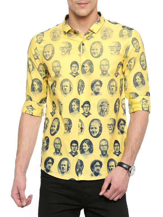 yellow cotton casual shirt