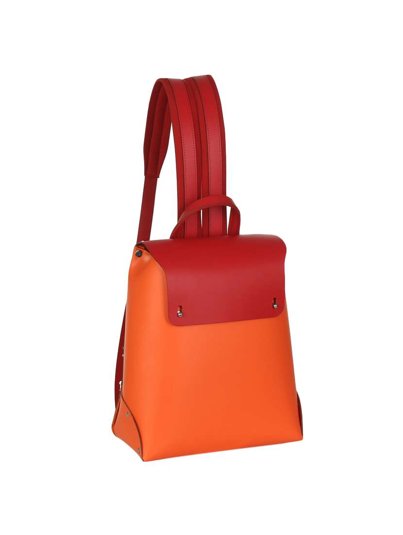 orange leather backpack