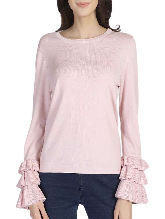 pink silk blend pullover