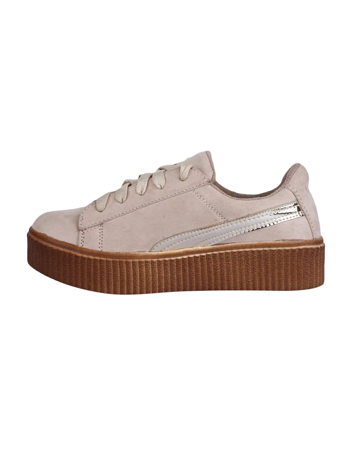 beige suede laceup sneakers - 14659796 - Standard Image - 1