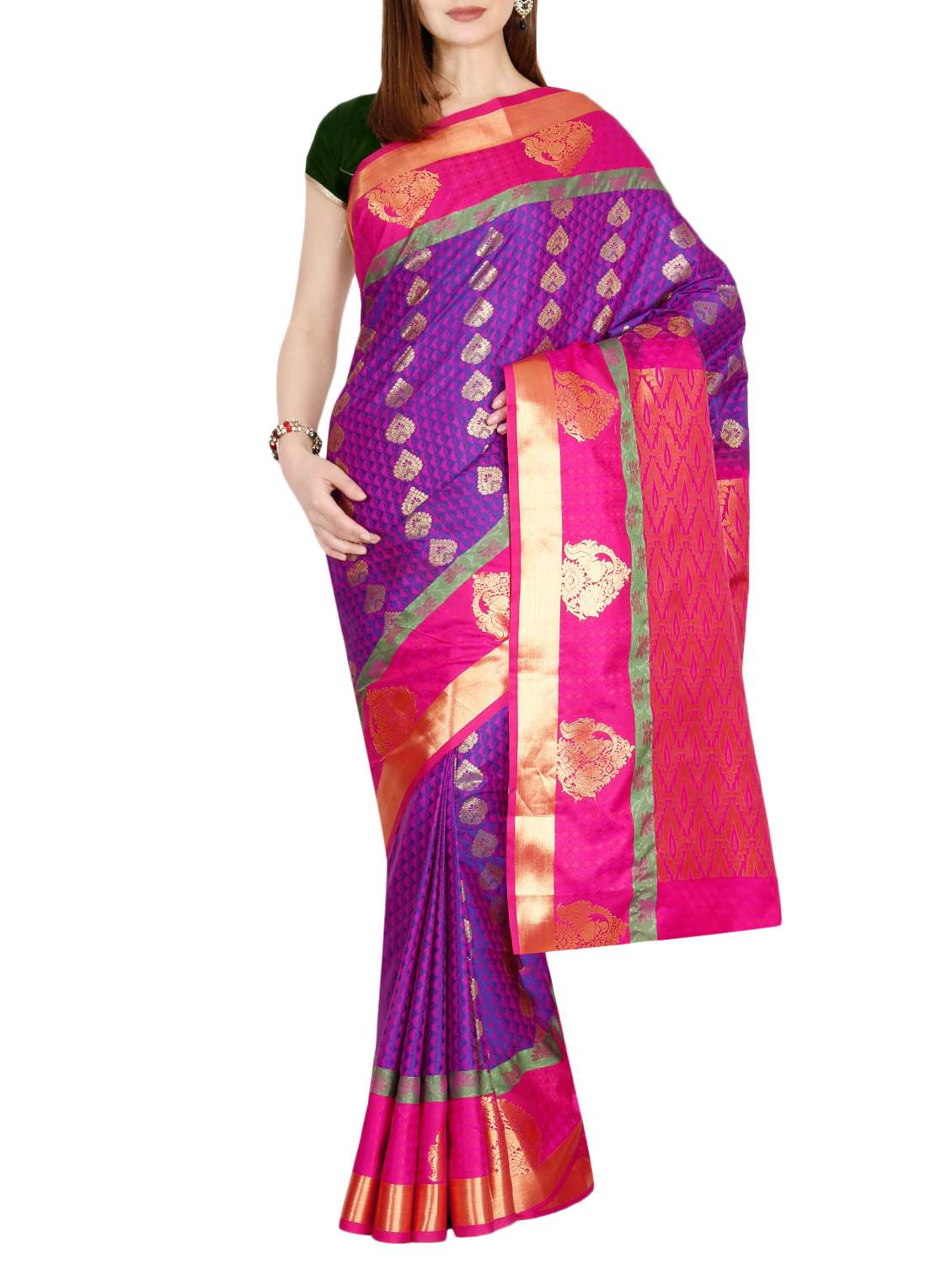 the chennai silks purple woven saree with blouse