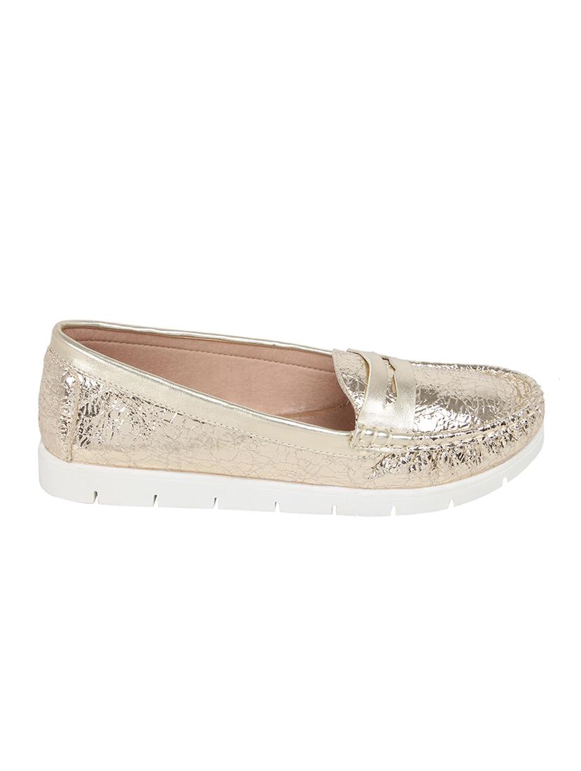 gold pu slip on loafers - 14664365 - Standard Image - 1