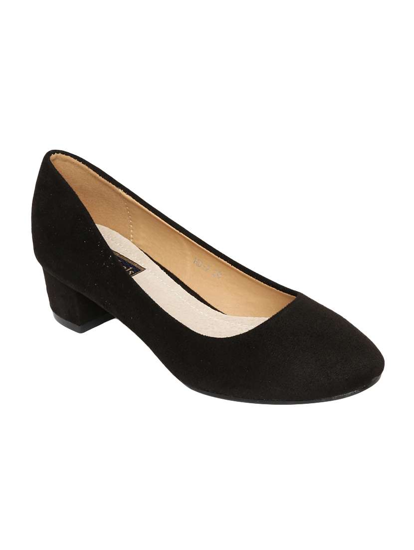 black suede slip on pumps