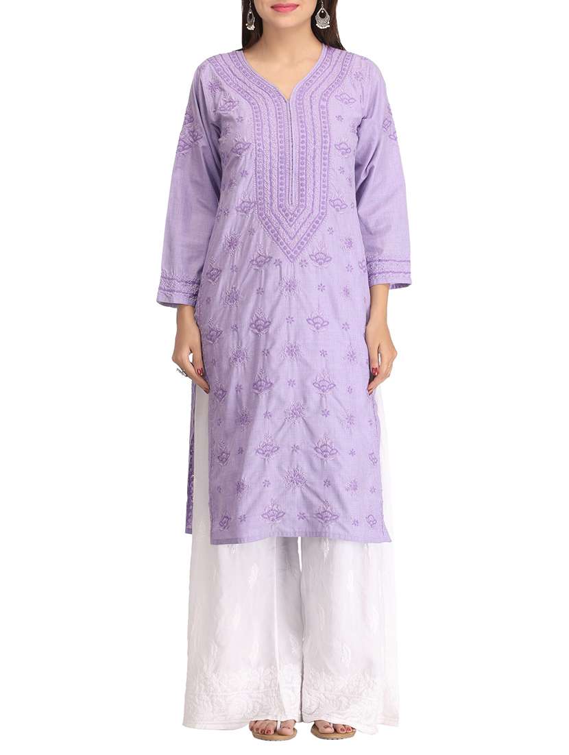 ADA purple cotton straight kurta