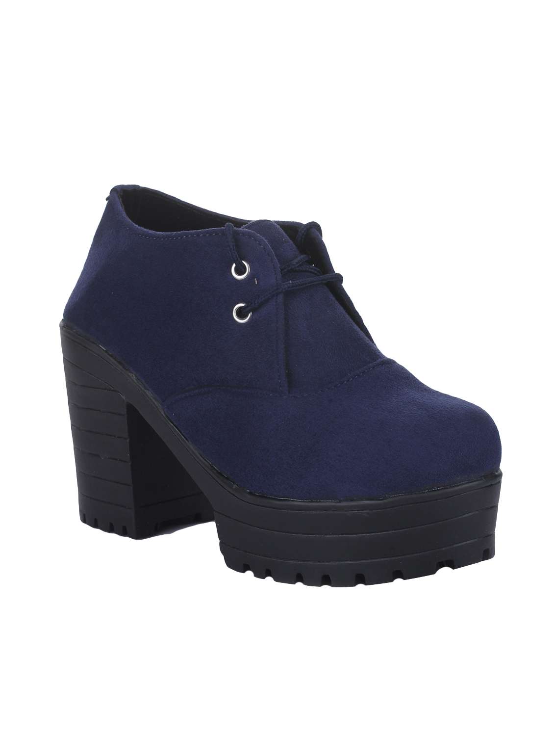 blue lace-up ankle  boot