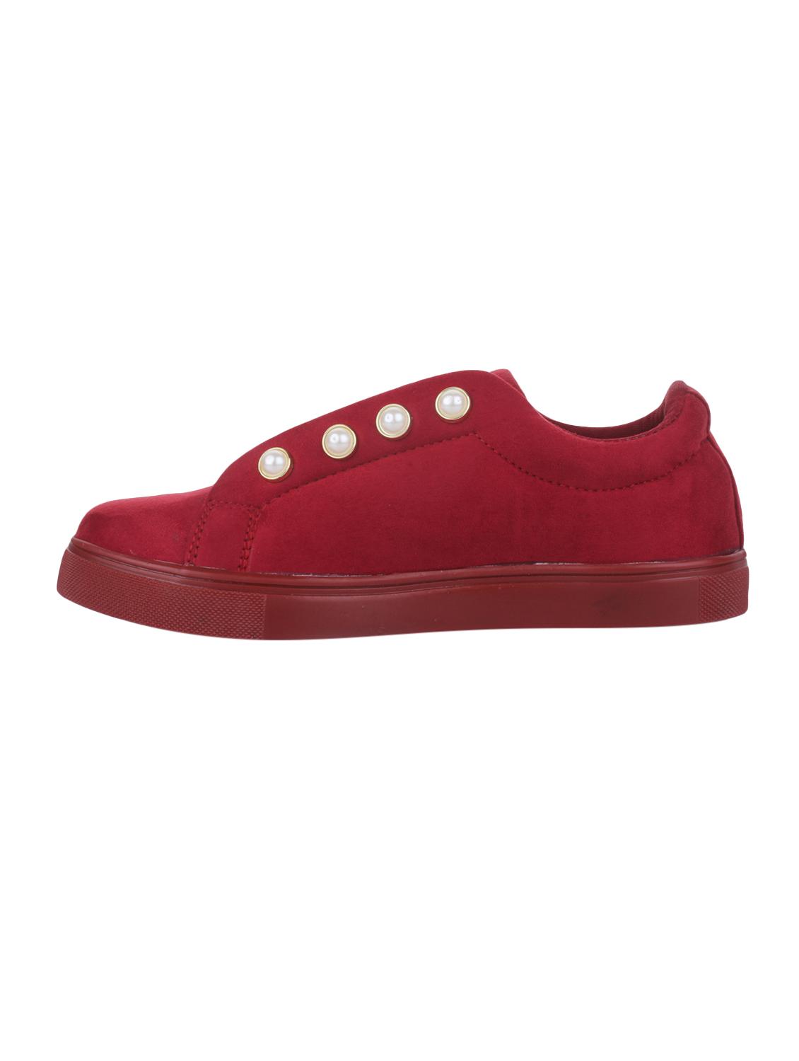 maroon suede laceup sneakers - 14664824 - Standard Image - 1