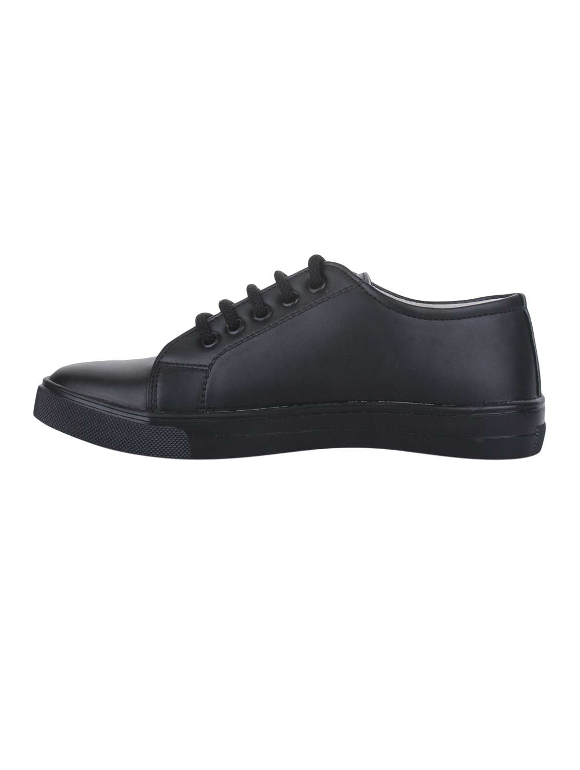 black faux leather laceup sneakers - 14664834 -  Standard Image - 1