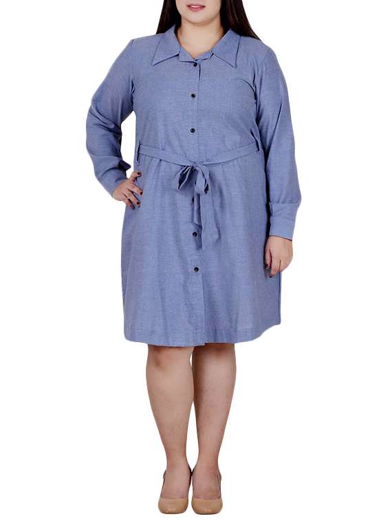 aida blue denim shirt dress