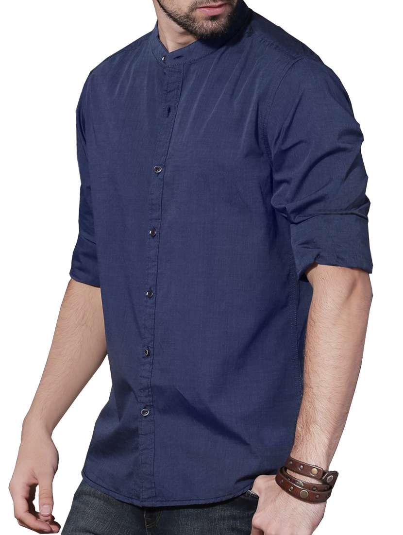navy blue cotton casual shirt - 14672161 -  Standard Image - 1