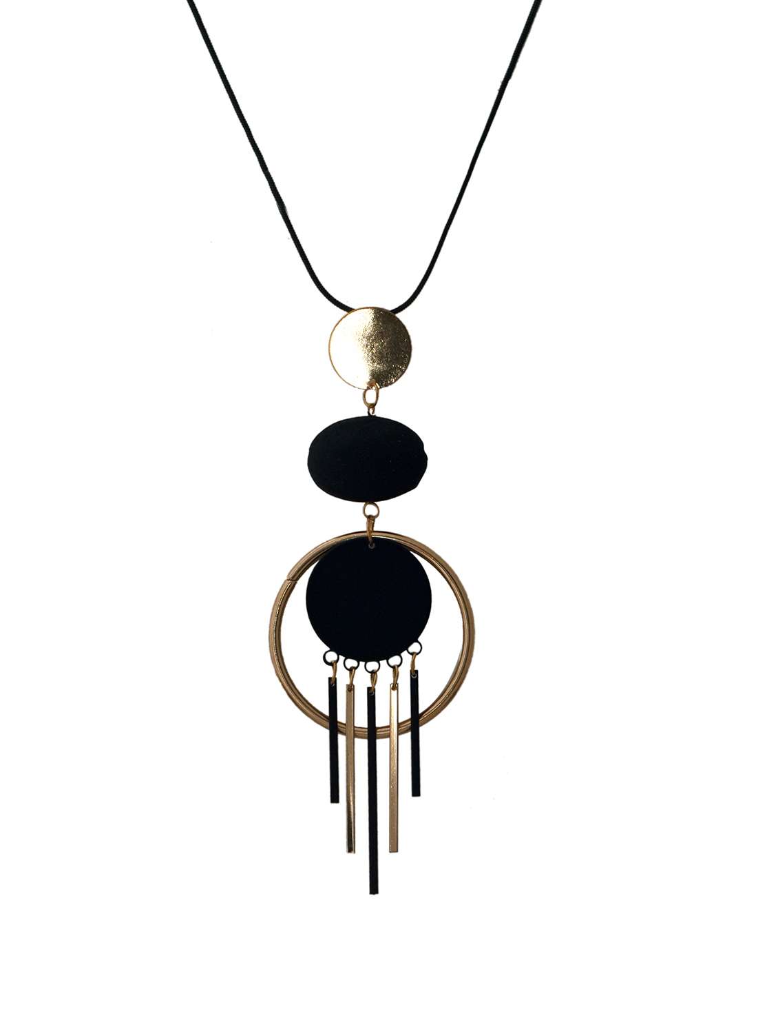 black metal long necklace