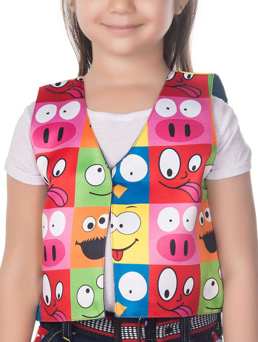 multi colored cotton blend waistcoat