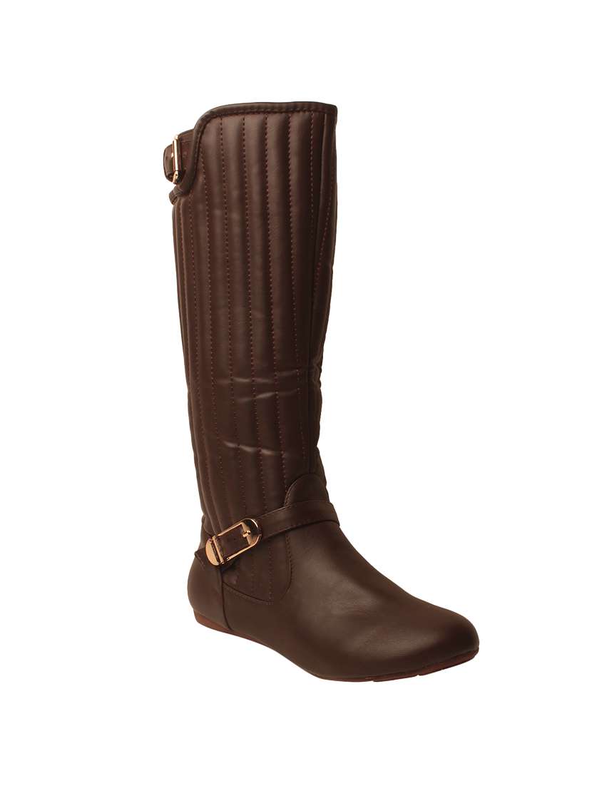 brown  faux leather calf boot