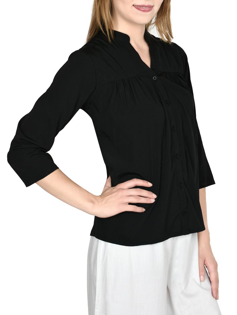 solid black georgette top - 14676901 - Standard Image - 1