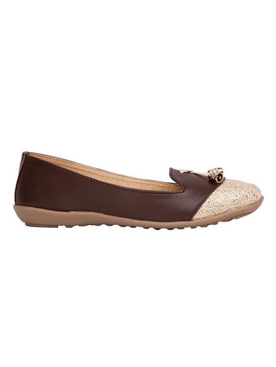 brown leather slip on ballerina - 14677569 - Standard Image - 1