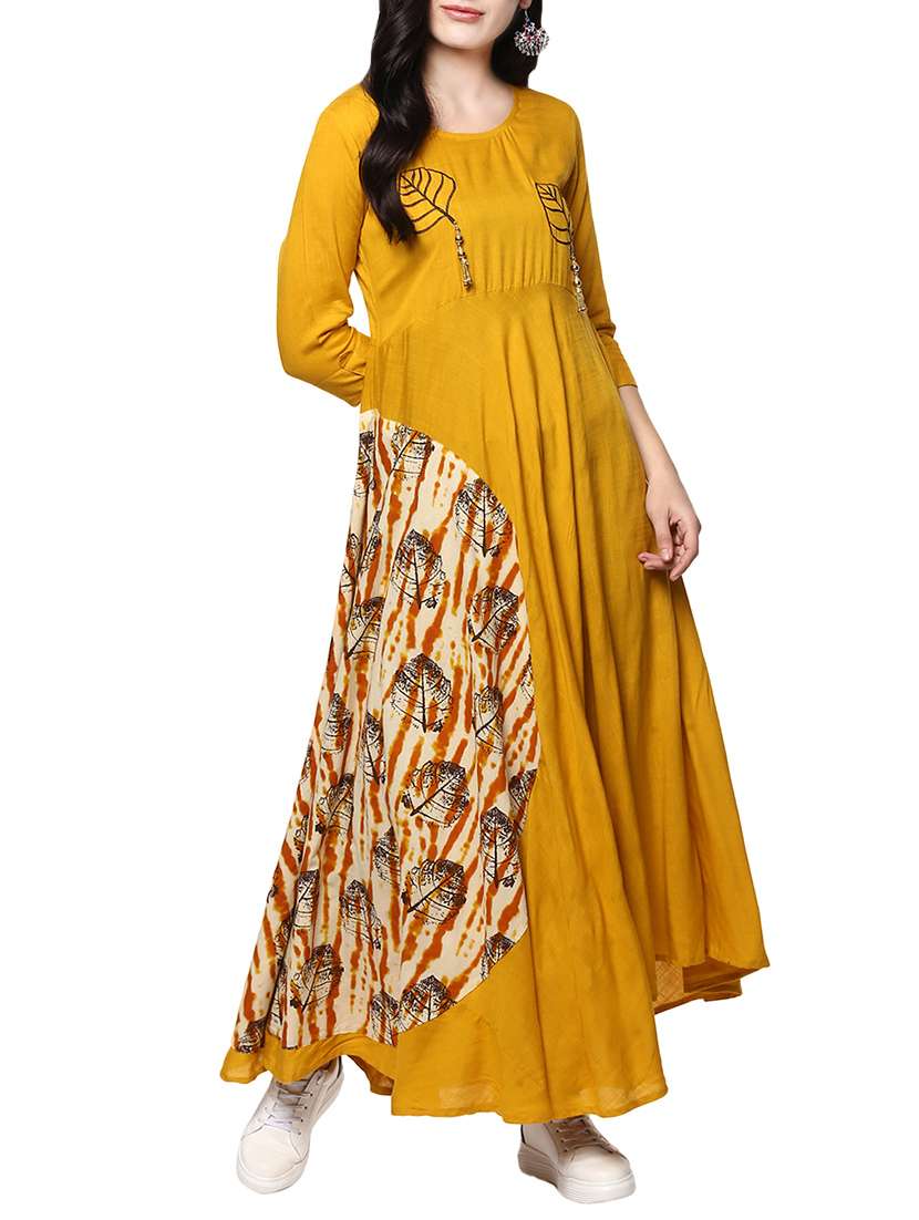 mustard asymmetric kurta
