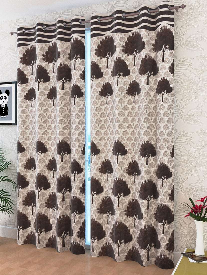 set of 2 polyester panel window curtain - 5 ft - 14684086 - Standard Image - 1
