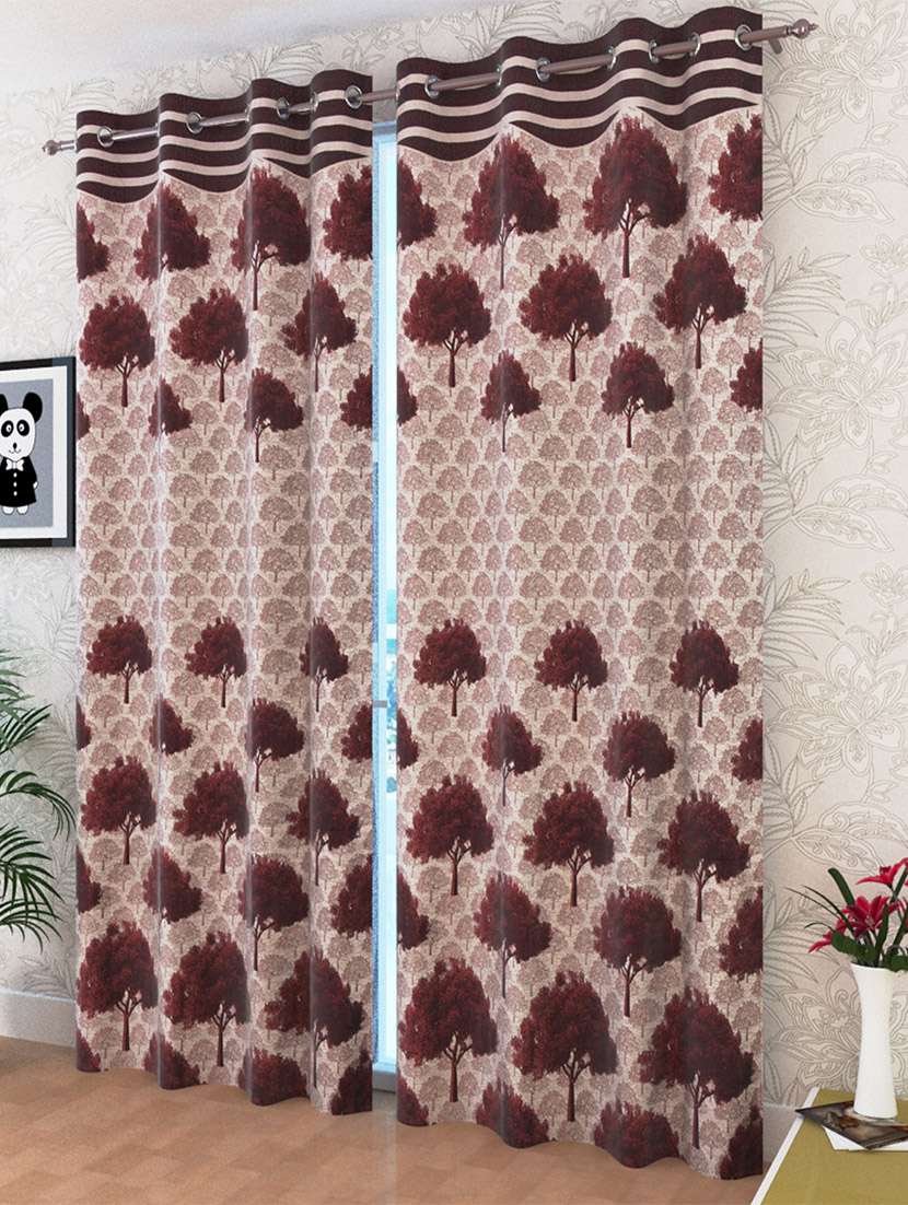 set of 2 polyester panel window curtain - 5 ft - 14684087 - Standard Image - 1