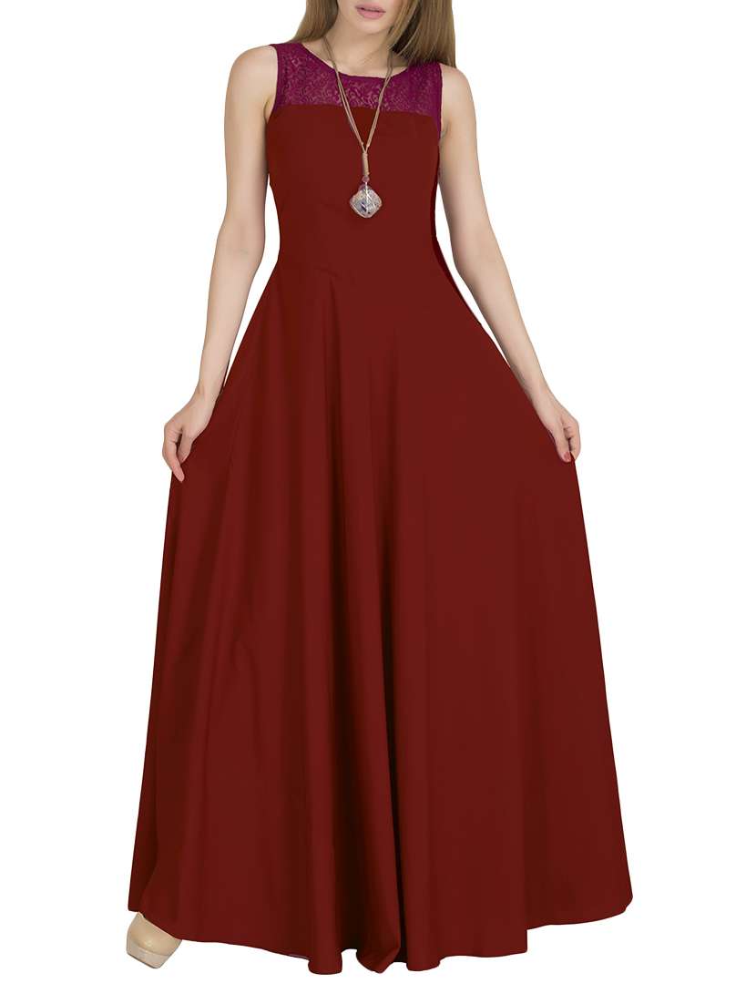 laced panel flared gown