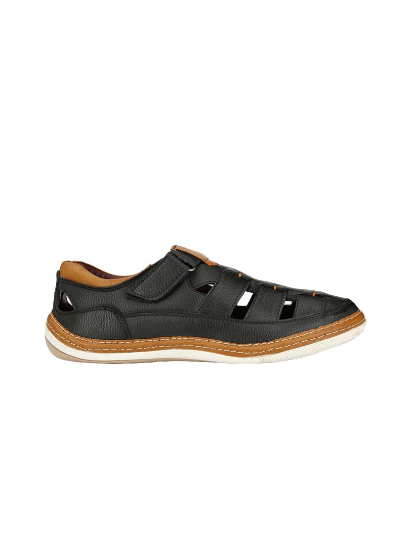 black leatherette slip on sandal - 14704197 - Standard Image - 1