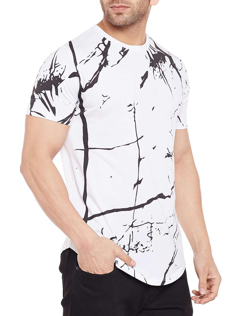 white cotton all over print tshirt - 14713995 -  Standard Image - 1