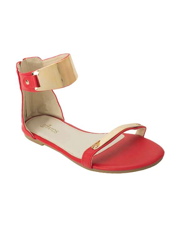 red ankle strap sandals