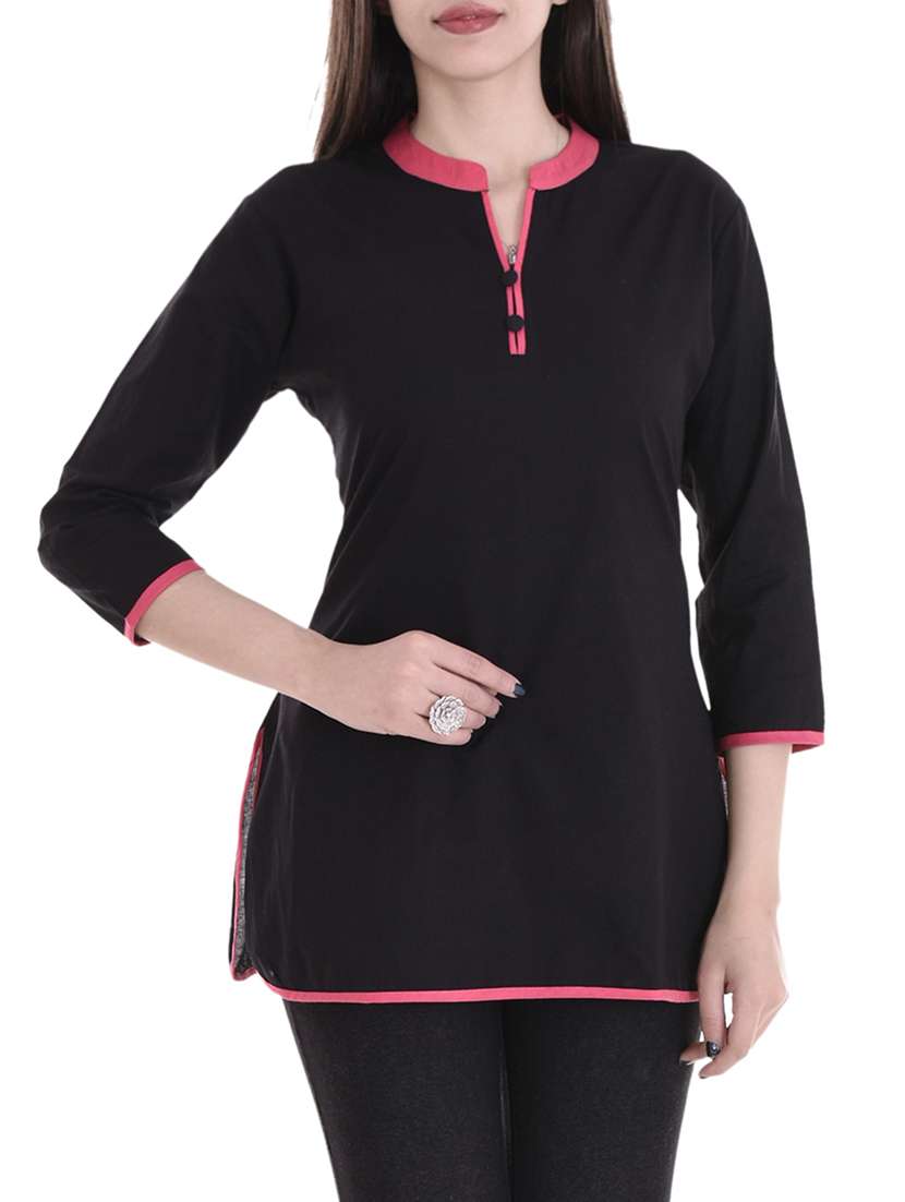 black cotton straight kurti
