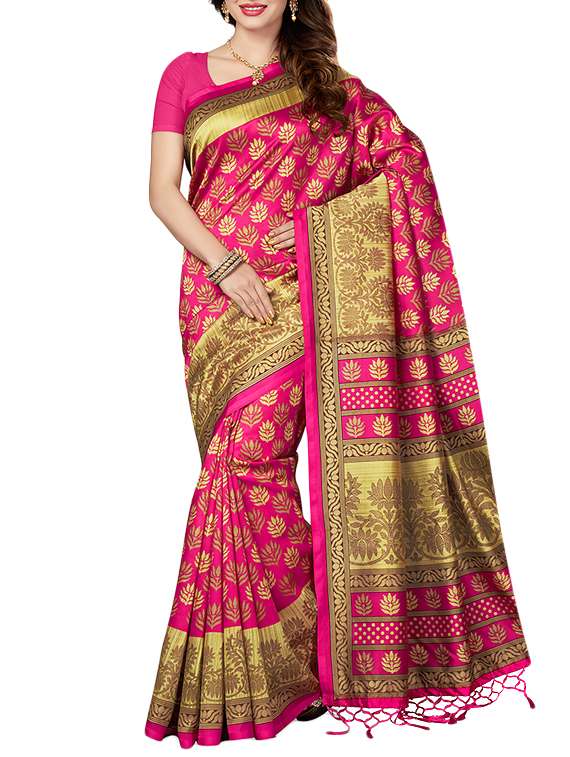 pink art silk bhagalpuri saree with blouse