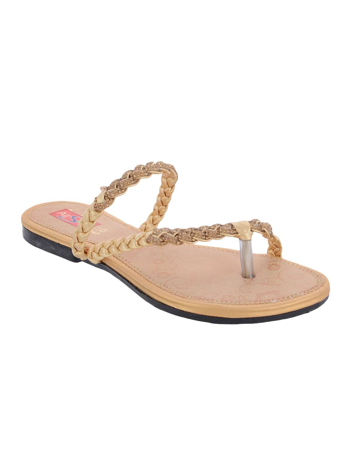 gold one toe sandal